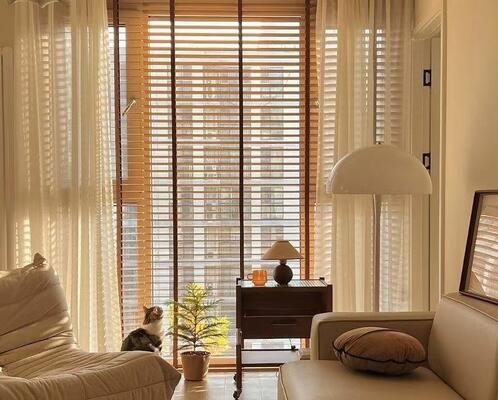 Good price Cordless Motorized Real Smart Wooden Blinds For Windows Decorative Privacy Tapes online
